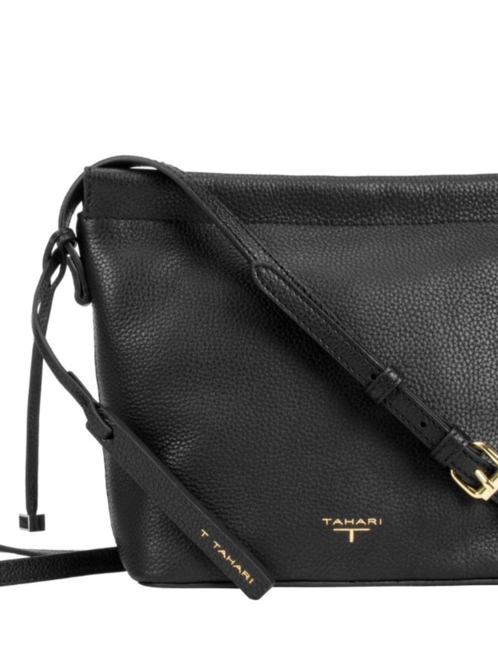 Tahari T Black Pebbled Leather Crossbody Bag